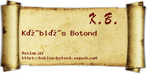 Köblös Botond névjegykártya